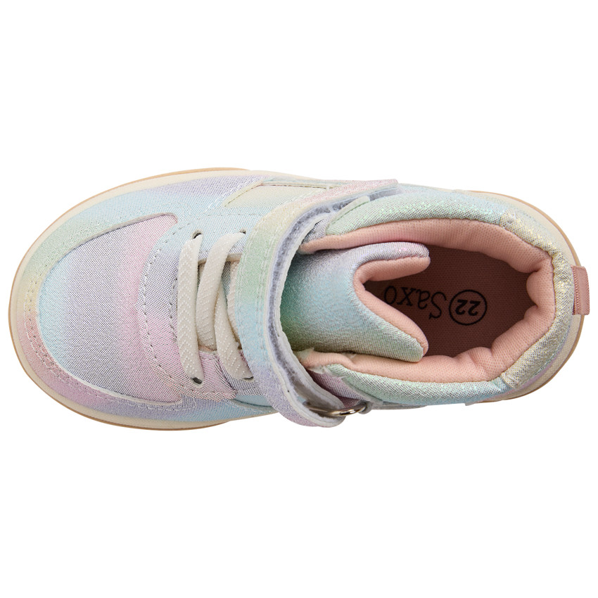 Zapatillas altas de arcoíris con cordones y velcro para niña bebé 