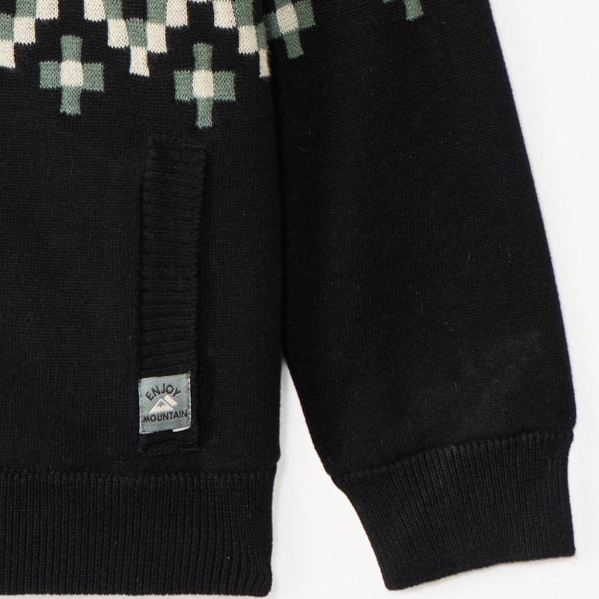 Gilet tricot doublé à motifs jacquard esprit Aztèque pour garçon  