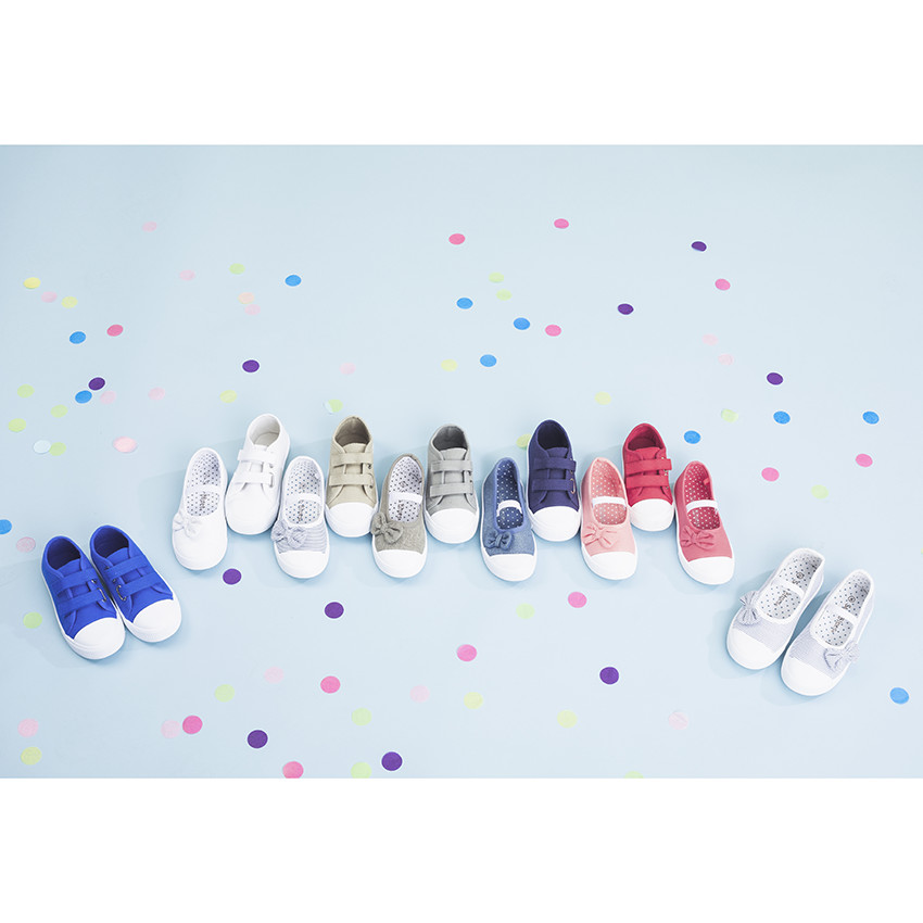Zapatos de lona con lazo y tirante elástico para bebé 