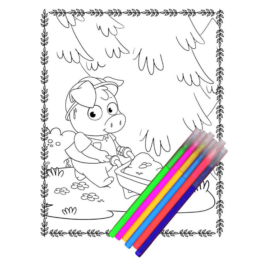 Libro para colorear Los 3 cerditos +5 años 