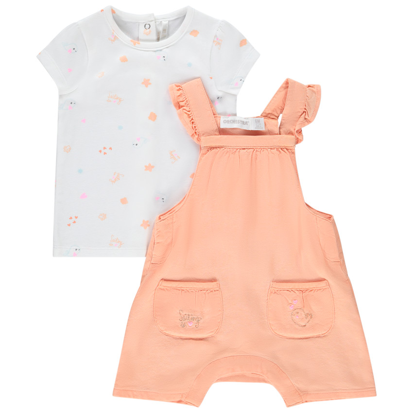 Conjunto de peto liso y camiseta con estampado fantasía para bebé niña  Additional Conjunto de peto liso y camiseta con estampado fantasía para bebé niña