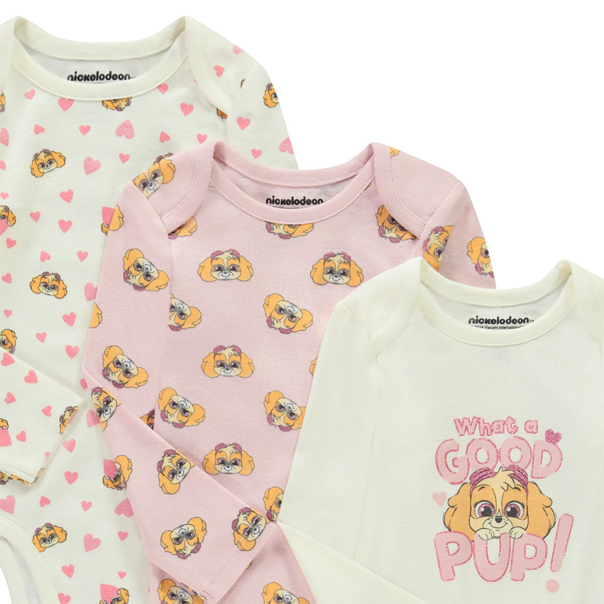 Pack de 3 bodies de manga larga Stella Patrulla Canina para bebé niña 
