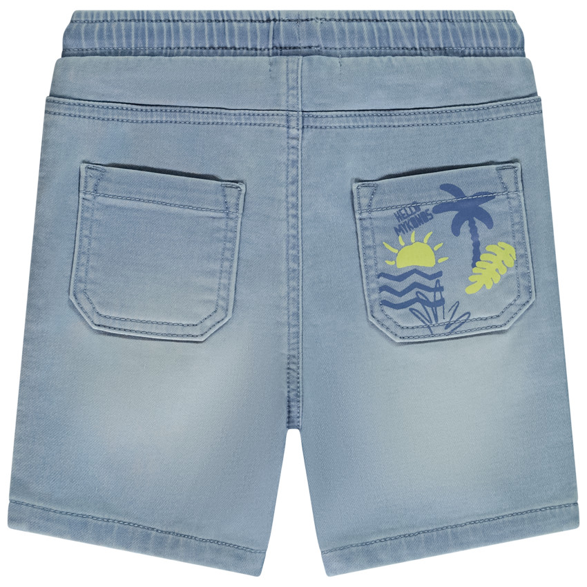 Bermudas efecto vaquero con bolsillo estampado para bebé niño 