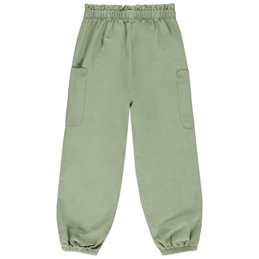 Pantalón balón estilo cargo en tela lisa para niña 