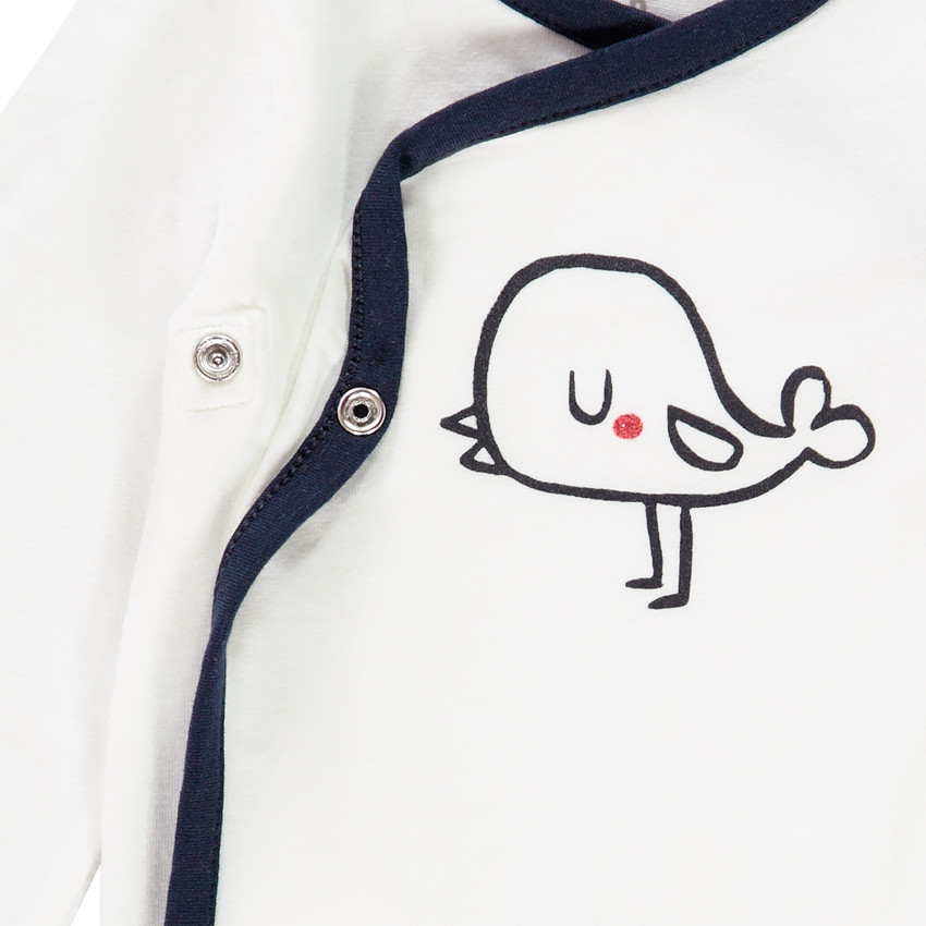 Pack de 7 bodies de manga larga de algodón con estampado de pájaros para bebé niña. 