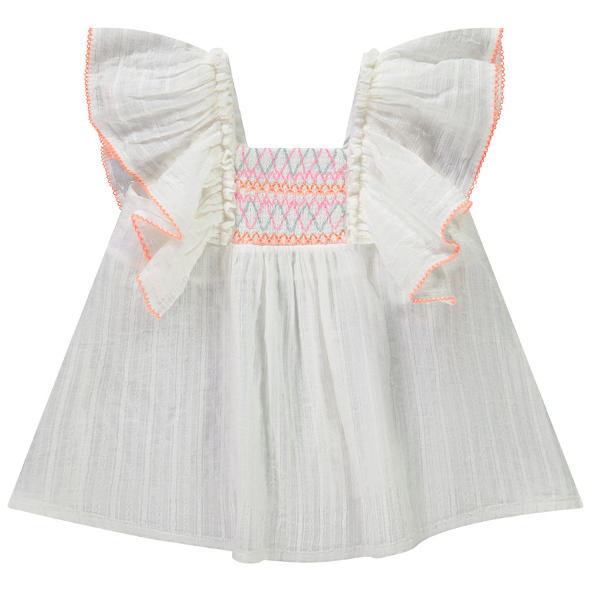 Túnica de manga corta con volantes y efecto smock para niña  Additional Túnica de manga corta con volantes y efecto smock para niña