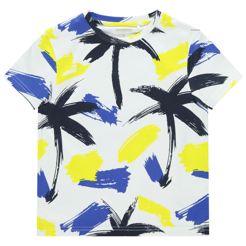 Camiseta manga corta algodón orgánico estampado palmeras 