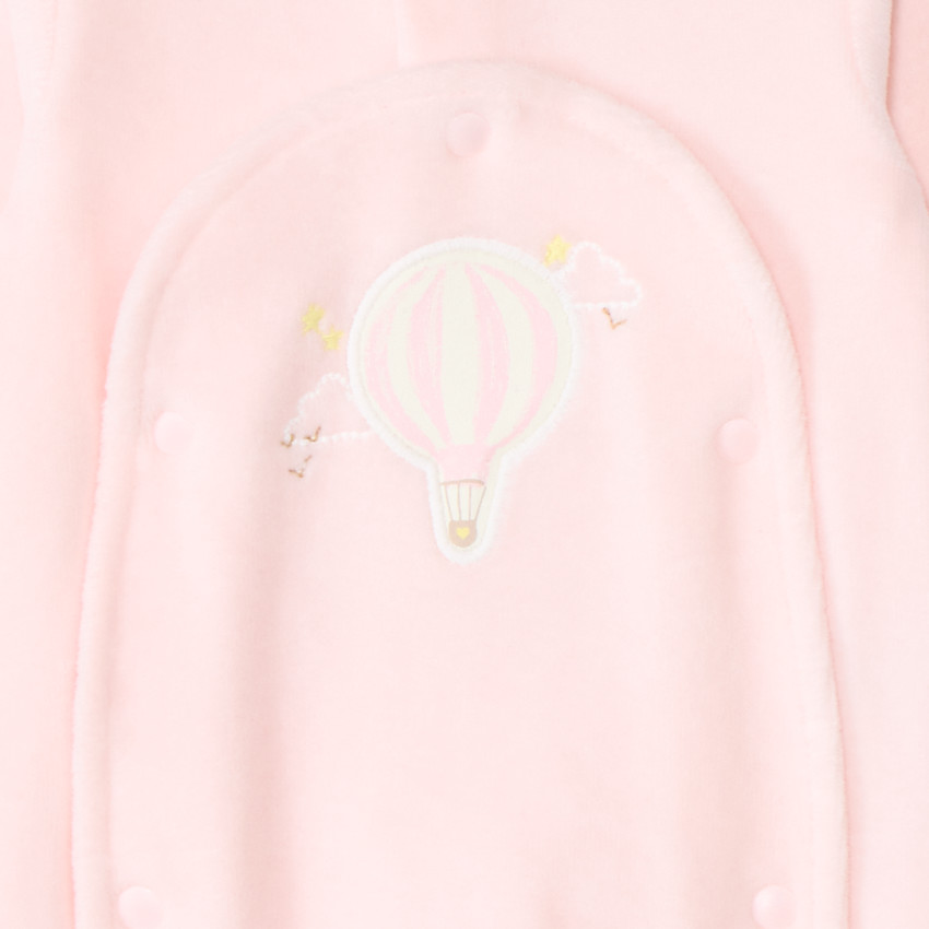 Pelele de terciopelo con parche de globo aerostático para bebé niña prematura 