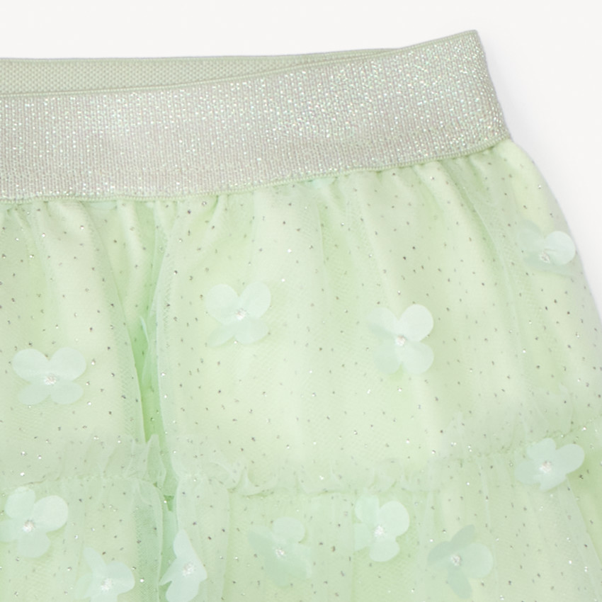 Jupe en tulle pailletée avec fleurs en relief pour fille 