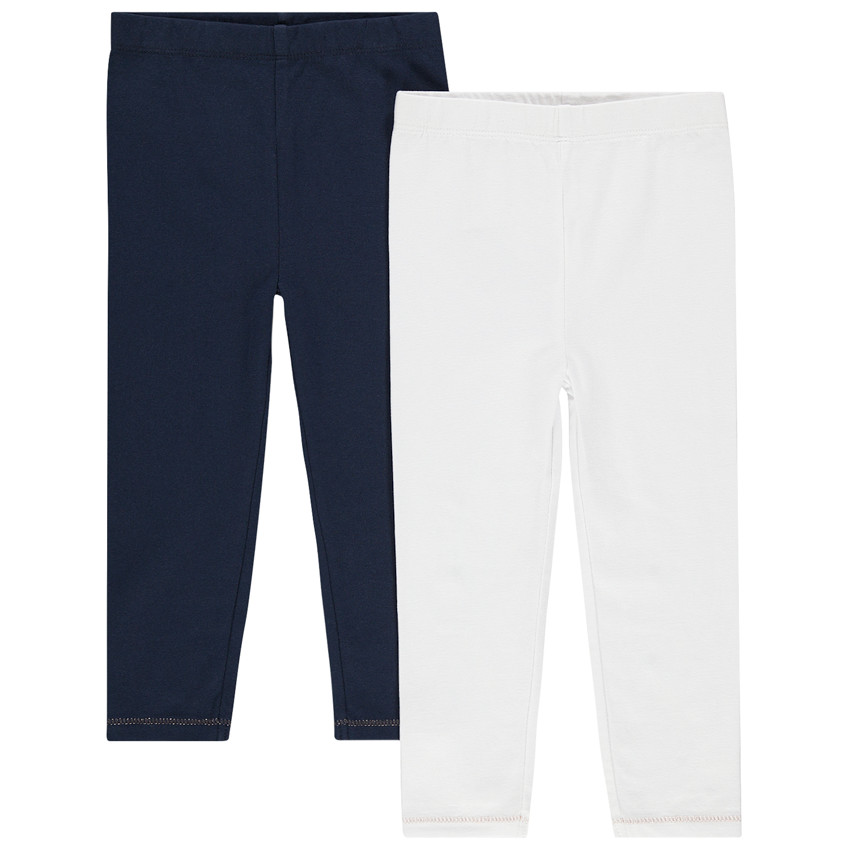 Pack de 2 leggings lisos de algodón para bebé niña 