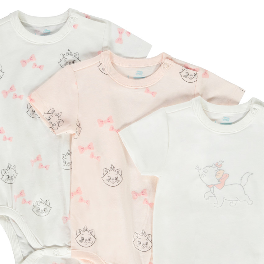 Pack de 3 bodies de manga corta con motivos de Marie Disney para bebé niña  Additional Pack de 3 bodies de manga corta con motivos de Marie Disney para bebé niña