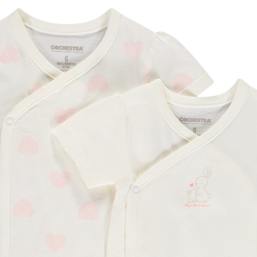 Lote de 2 Bodies de manga corta con diseño para niña bebé 