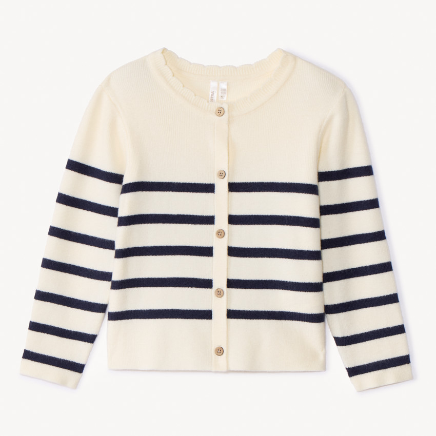 Chaqueta de punto acanalado con rayas para bebé niña 