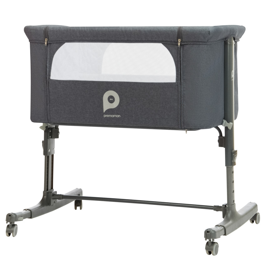 Cuna de colecho a ruedas Bisoo gris 