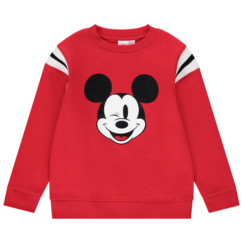 Sudadera en lana roja para niño con print de Mickey en ambas caras 