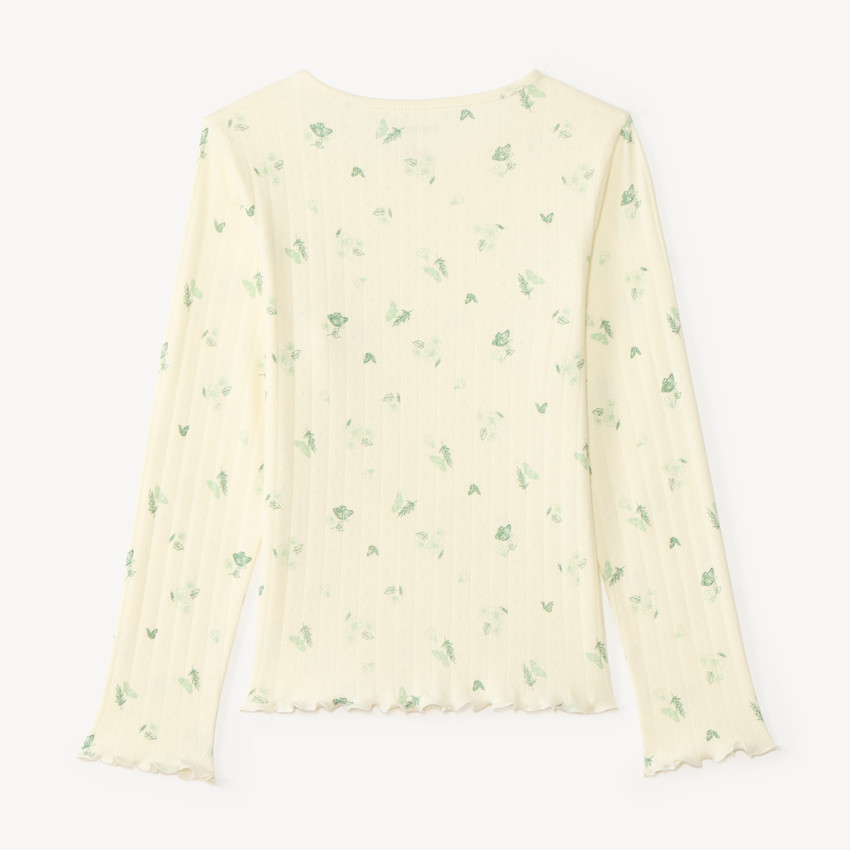 Camiseta de manga larga con estampado de mariposas para niña 