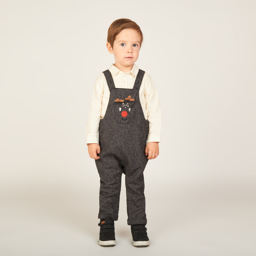 Ensemble long 2 pièces avec salopette de Noël pour bébé garçon 
