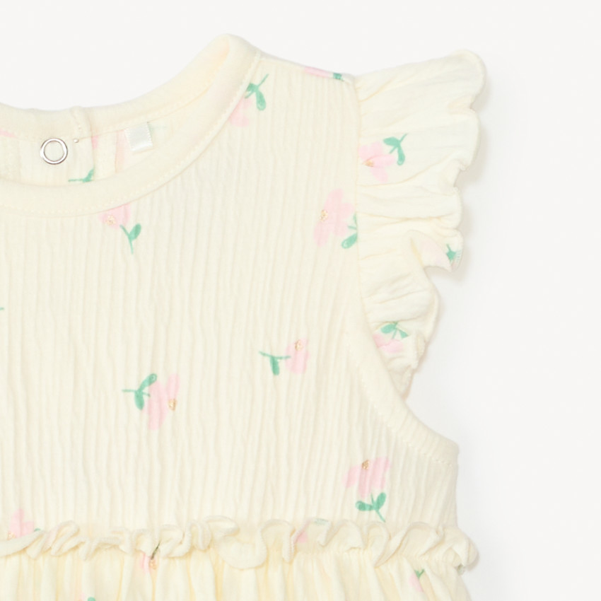 Vestido 2 en 1 con efecto arrugado y estampado divertido para niña bebé 