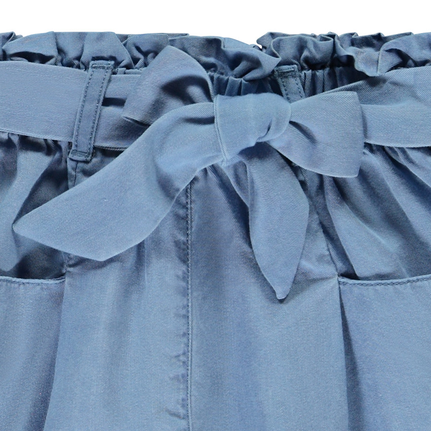 Short de tiro alto en Twill con cinturón para atar para niña 