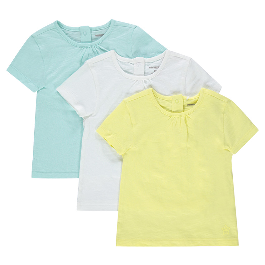 Juego de 3 camisetas de manga corta lisas en punto slub 