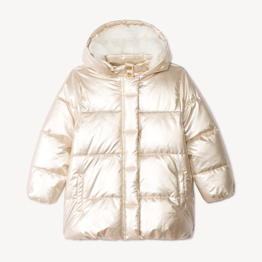 Chaqueta acolchada con capucha de tela iridiscente forrada de sherpa para niña  Additional Chaqueta acolchada con capucha de tela iridiscente forrada de sherpa para niña