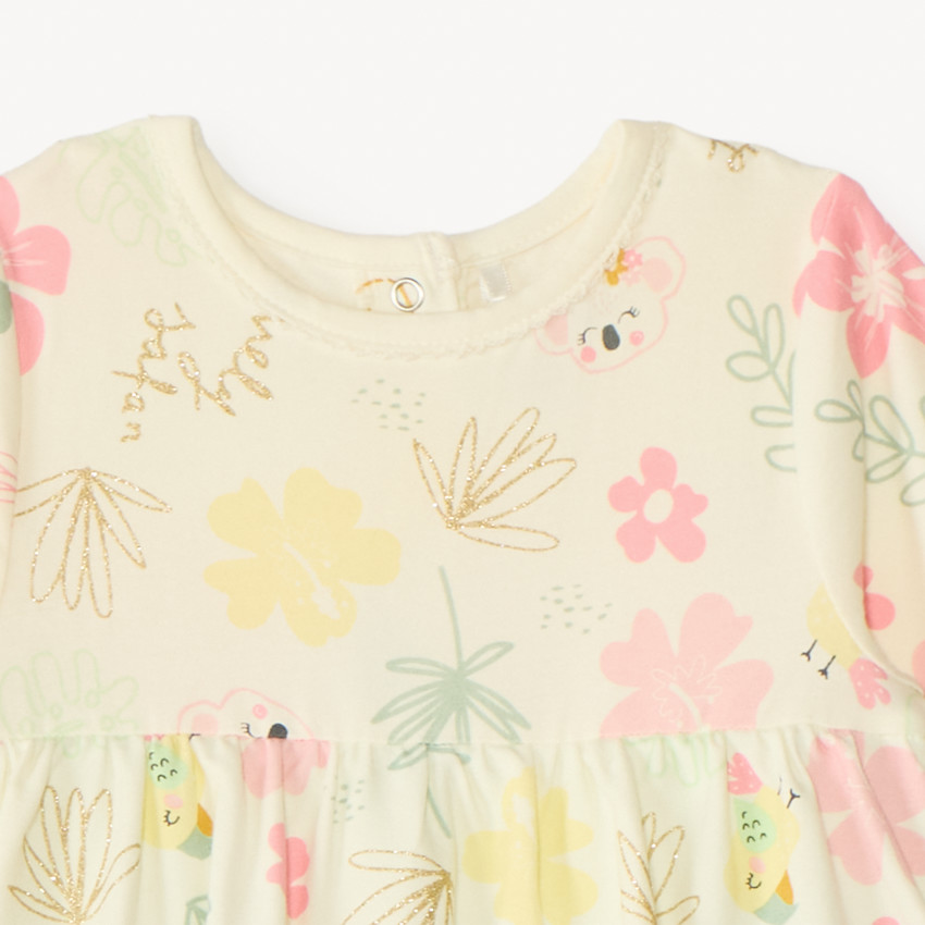 Pijama 2 en 1 con efecto de túnica, estampado de fantasia de koala para niña. 