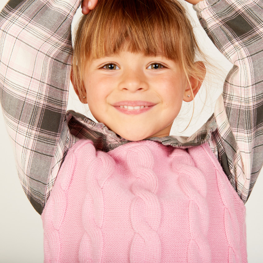Camisa de cuadros de manga larga 2 en 1 para niña 