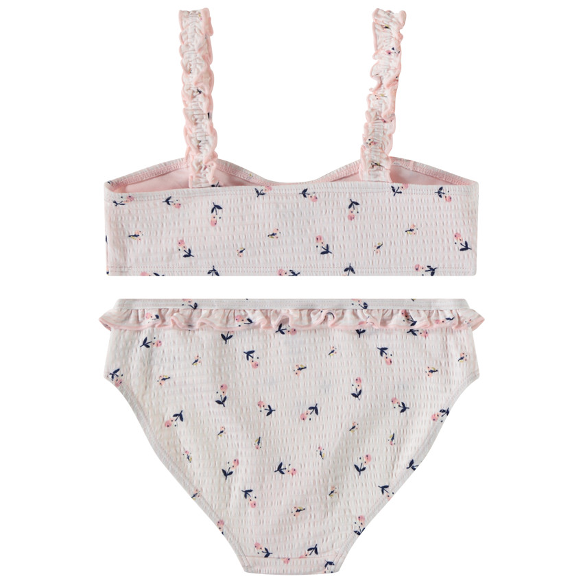 Maillot 2 piezas en seersucker estampado floral para niña 