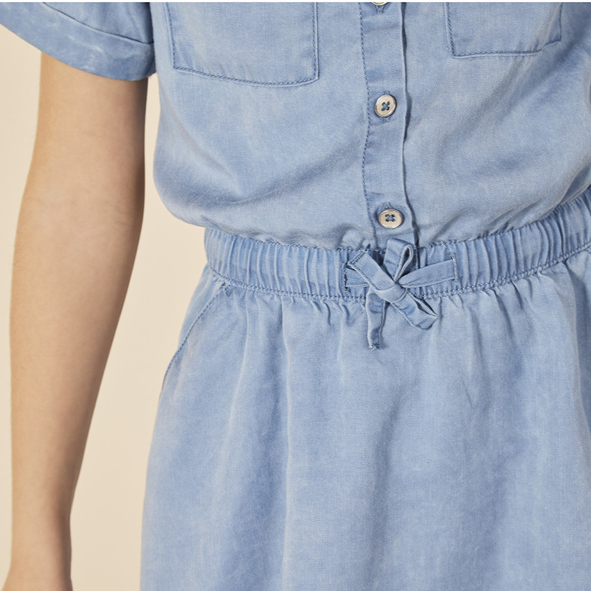 Vestido de manga corta efecto vaquero para niña  Additional Vestido de manga corta efecto vaquero para niña