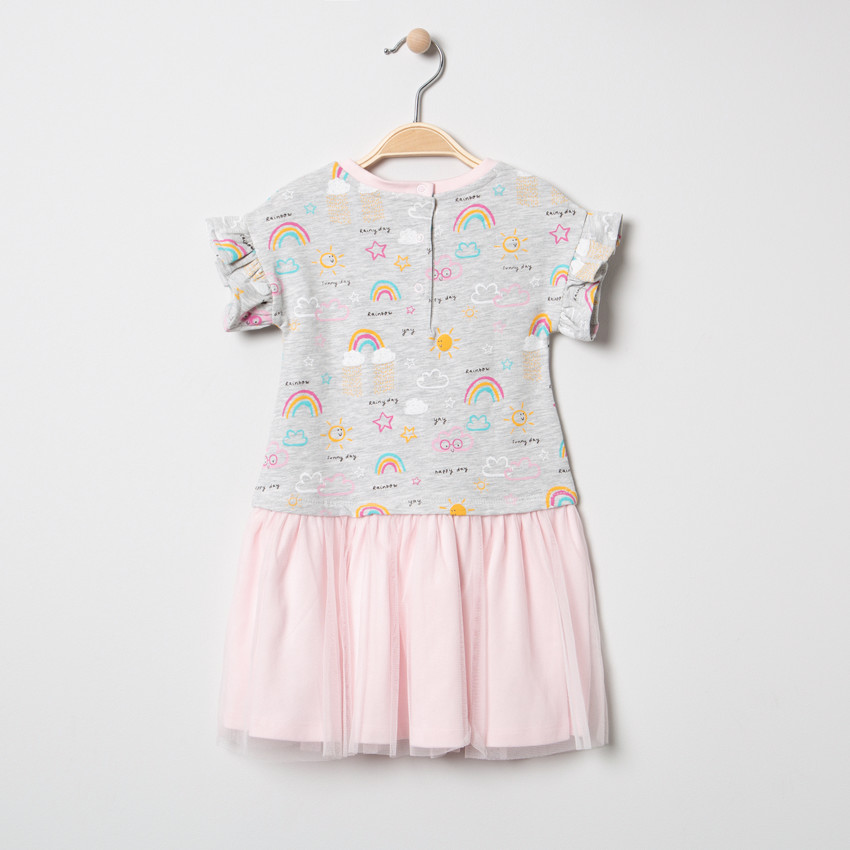 Vestido copn efecto 2 en 1 de colores y tul 