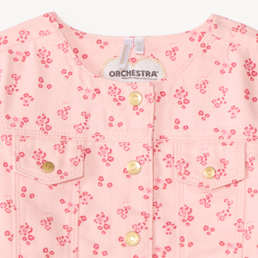 Chaqueta de mezclilla con estampado de flores para niña bebé 