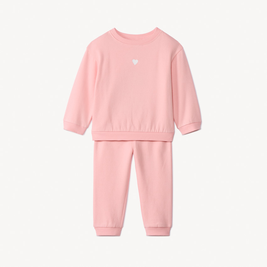 Conjunto sudadera y pantalón de chándal liso para bebé niña 