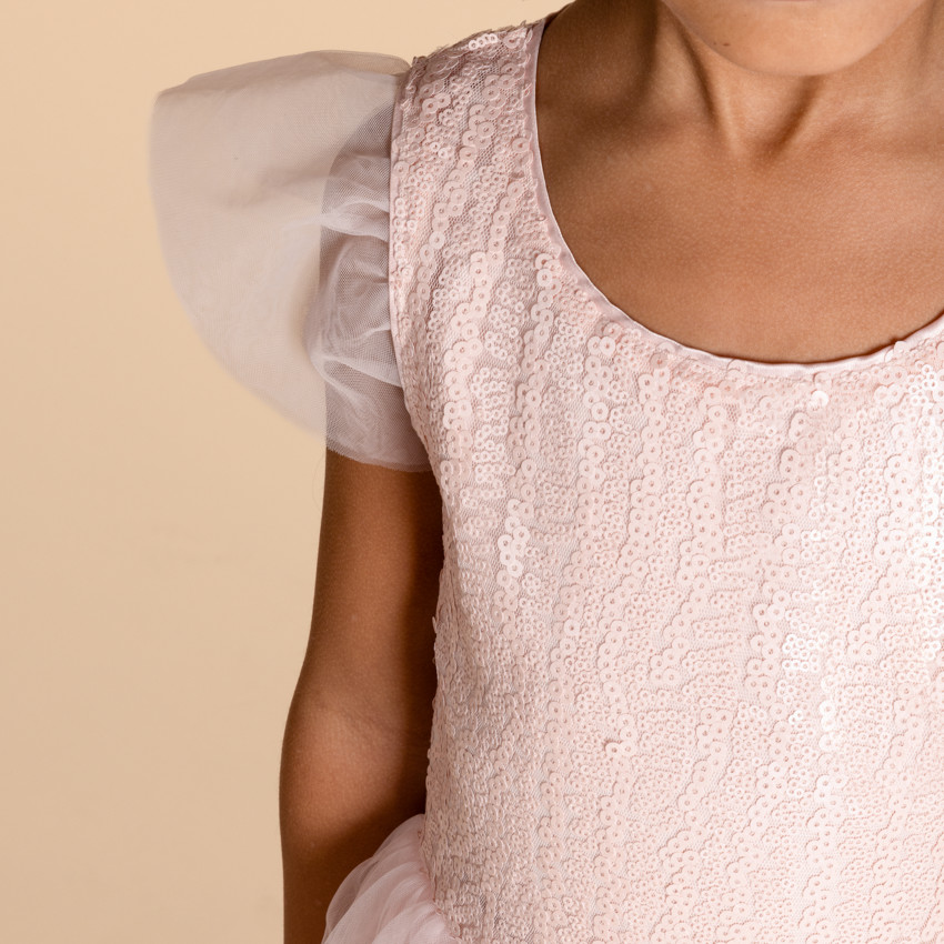 Vestido de manga corta de tul y lentejuelas para niña  Additional Vestido de manga corta de tul y lentejuelas para niña