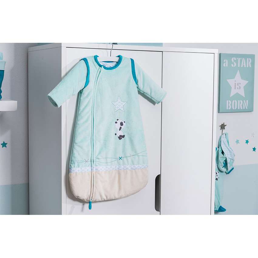 Saquito para dormir con manga desmontable de terciopelo con pandas con bordado 