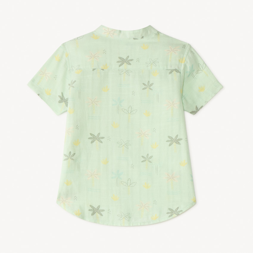 Camisa de manga corta con cuello mao y estampado de sabana para bebé niño 