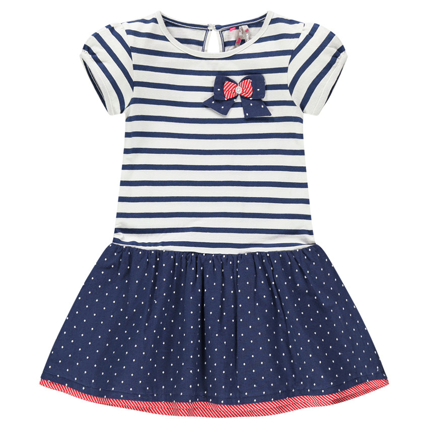 Vestido manga corta marinera con volante con lazos 