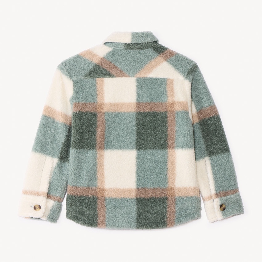 Chaqueta de manga larga en felpa con estampado de cuadros para niño 