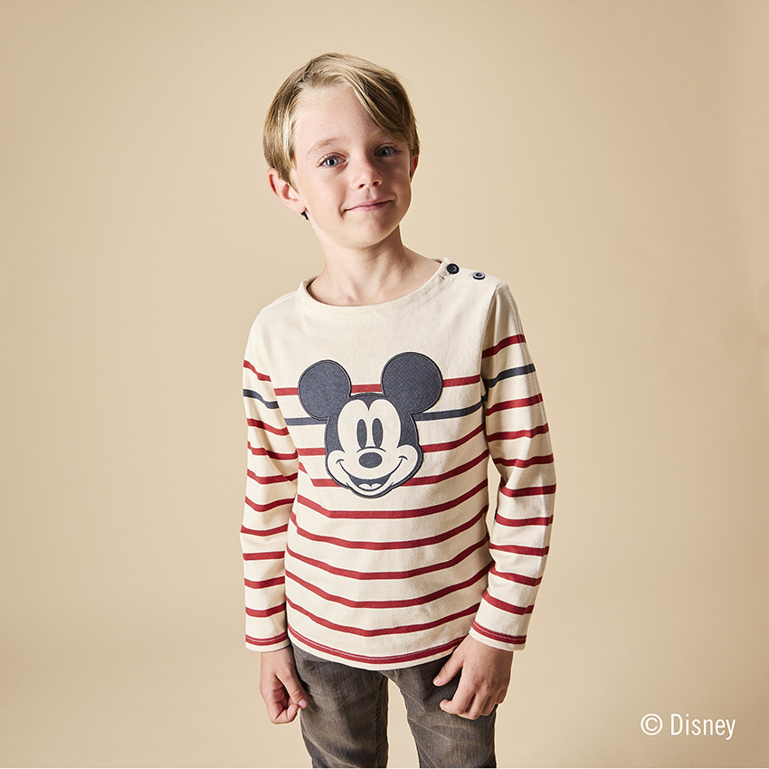 Camiseta de rayas de Mickey Disney con mangas largas para niño 