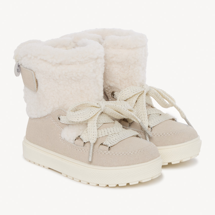 Botines estilo après-ski con cuello de pelo sintético para bebé niña 