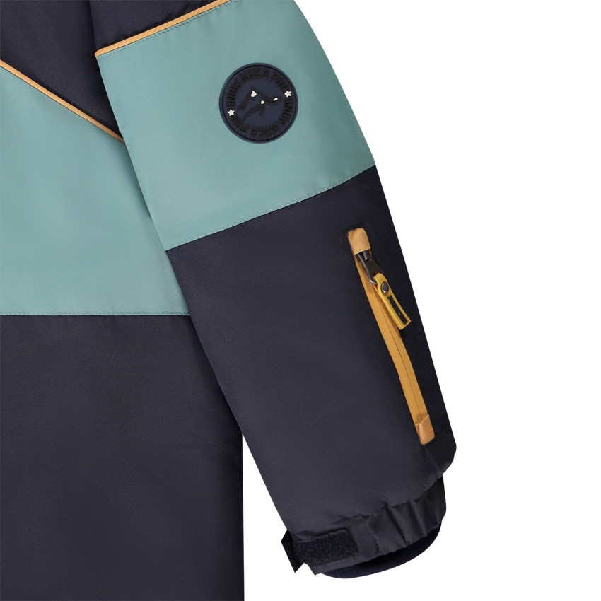 Blusón de esquí efecto color block con capucha removible para niño 