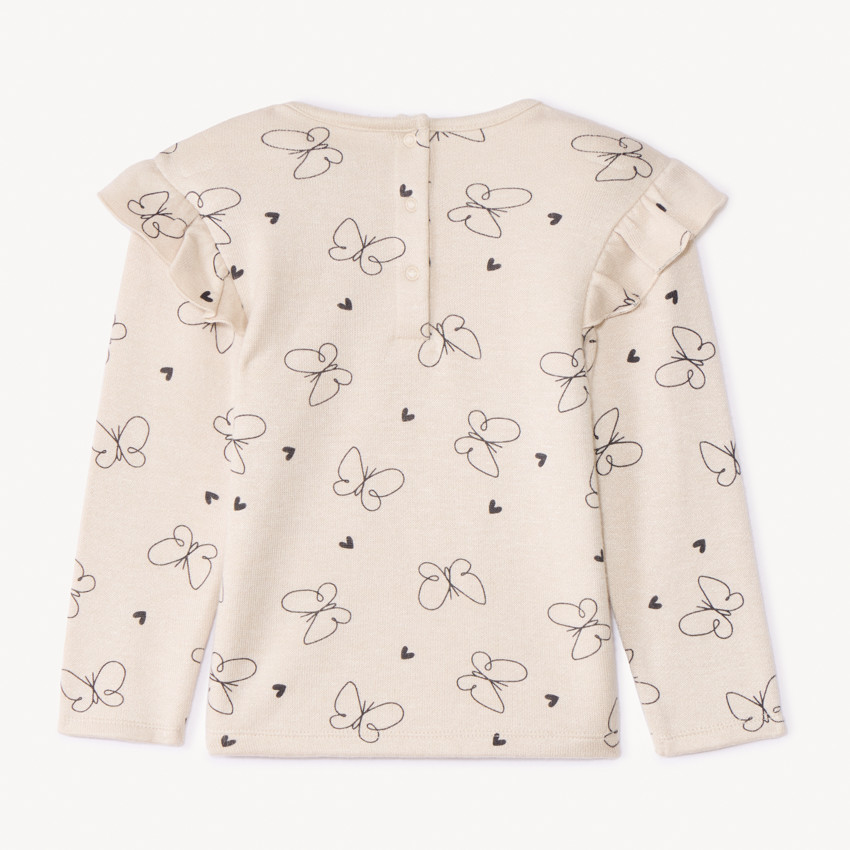 Camiseta de manga larga con volantes estampada para bebé niña 