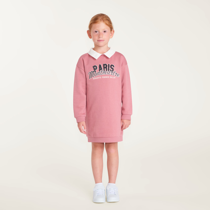 Robe effet sweat pour filles avec col chemise. 