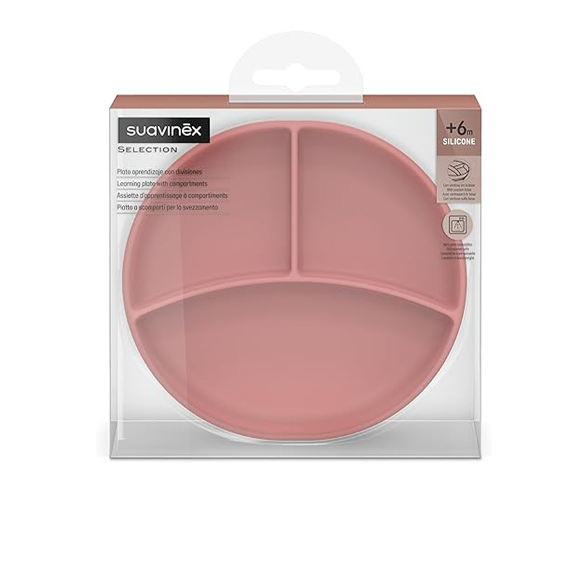 Plato aprendizaje de silicona con divisiones y ventosa Colour Essence rose 