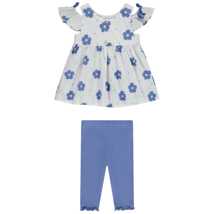 Conjunto de pantalón pirata y blusa con estampado floral para niña bebé 