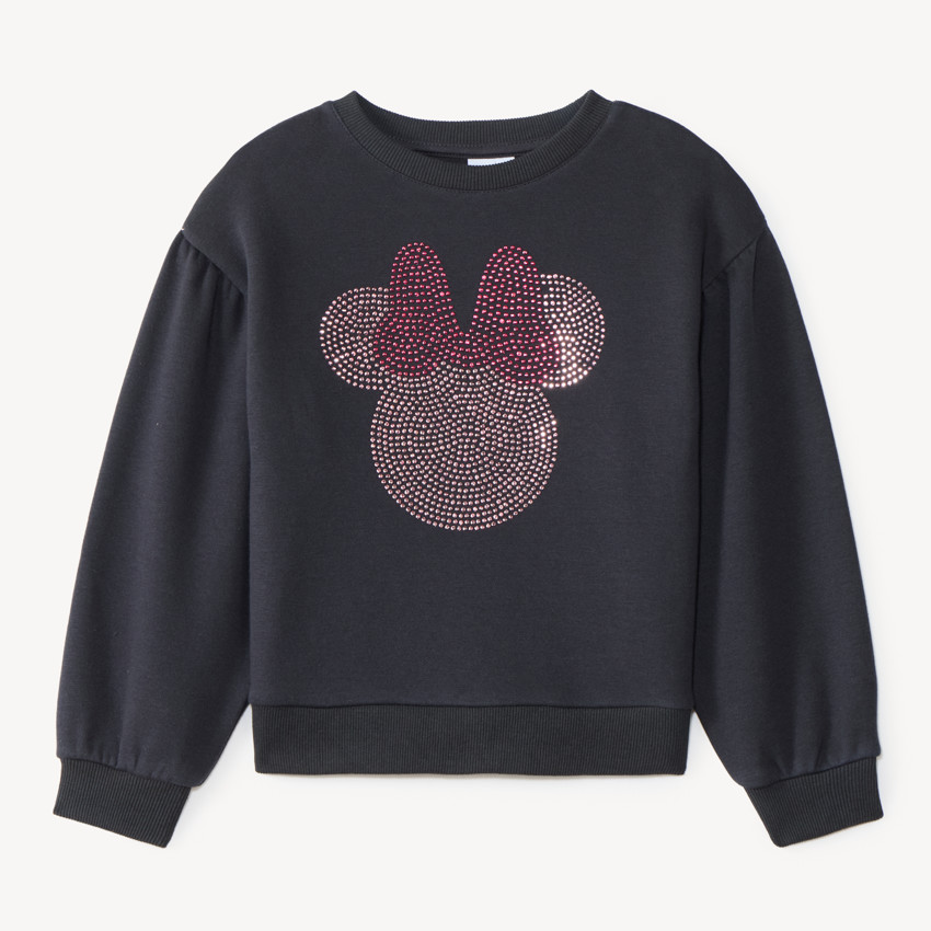 Sudadera de niña de felpa con strass Minnie Disney. 