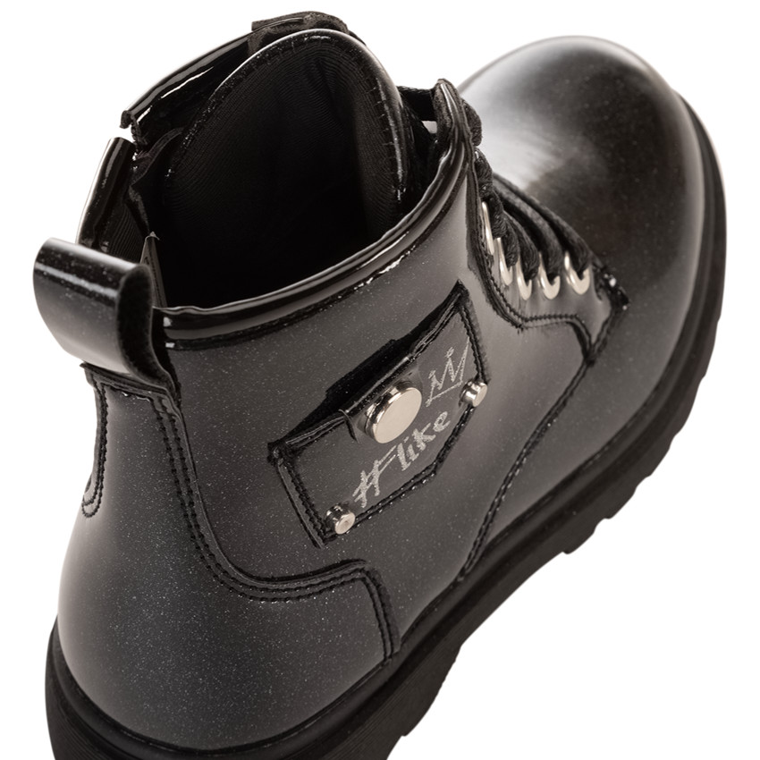 Botines brillantes con lentejuelas y parche para niña 