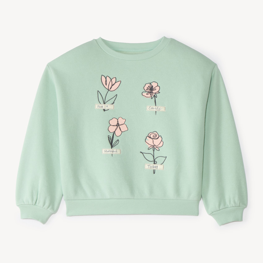 Sudadera de felpa con estampado floral para niña 