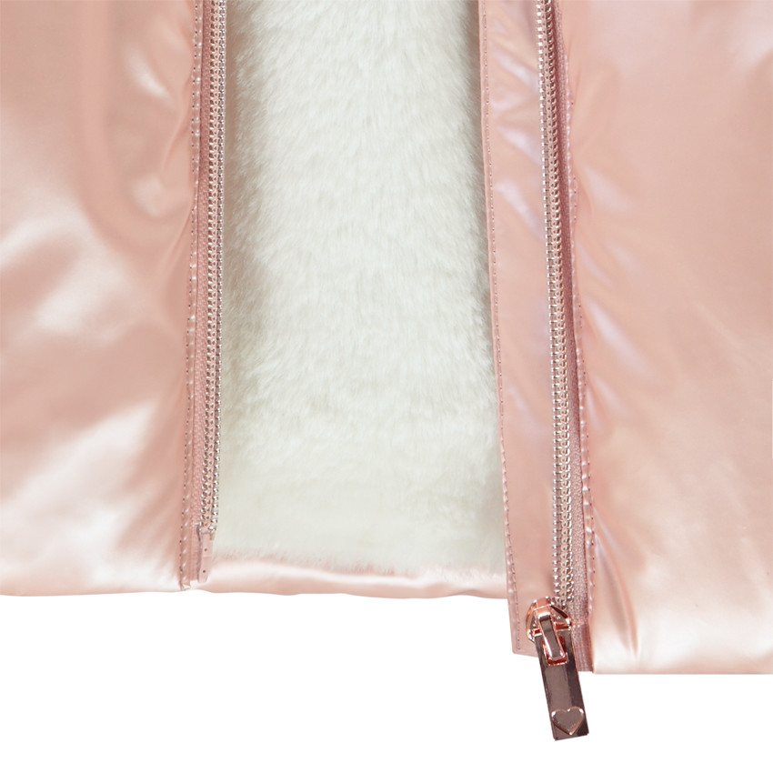 Chaqueta de algodón y sherpa rosa efecto acolchado para bebé niña 