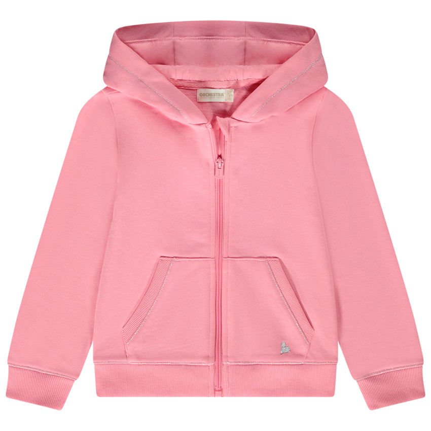 Gilet con capucha de felpa lisa para niña 