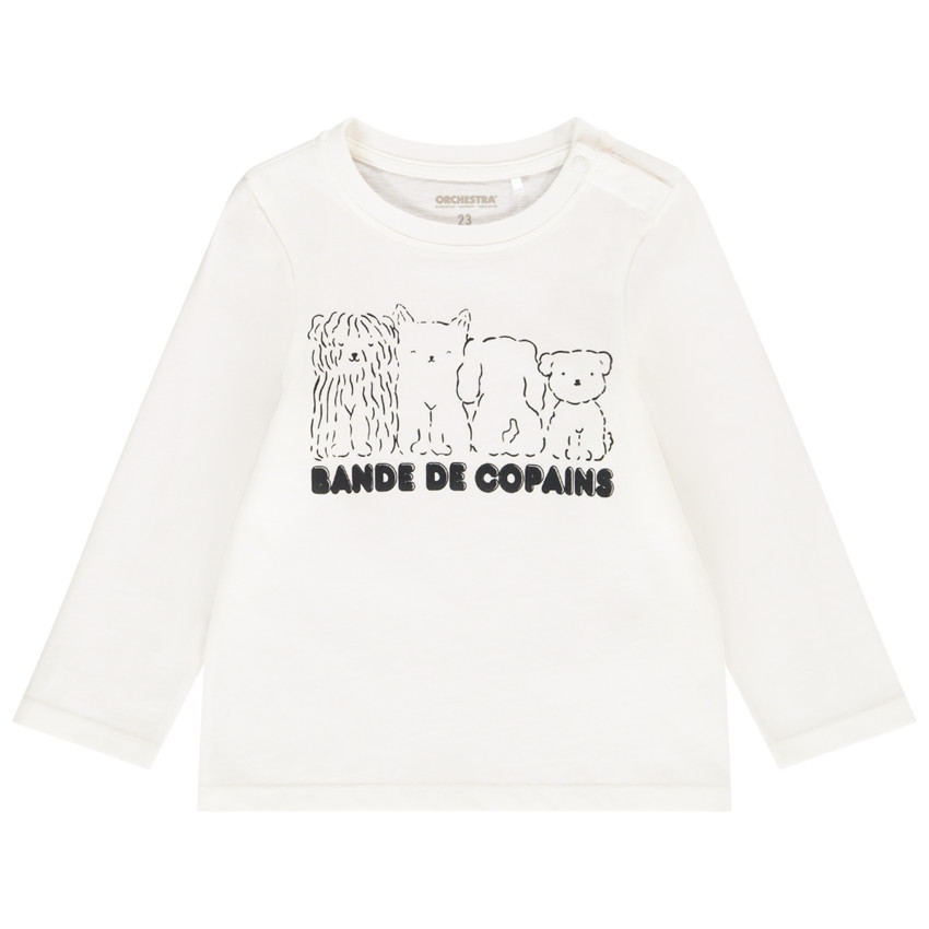 T-shirt manches longues en jersey print chiots pour bébé garçon Main T-shirt manches longues en jersey print chiots pour bébé garçon